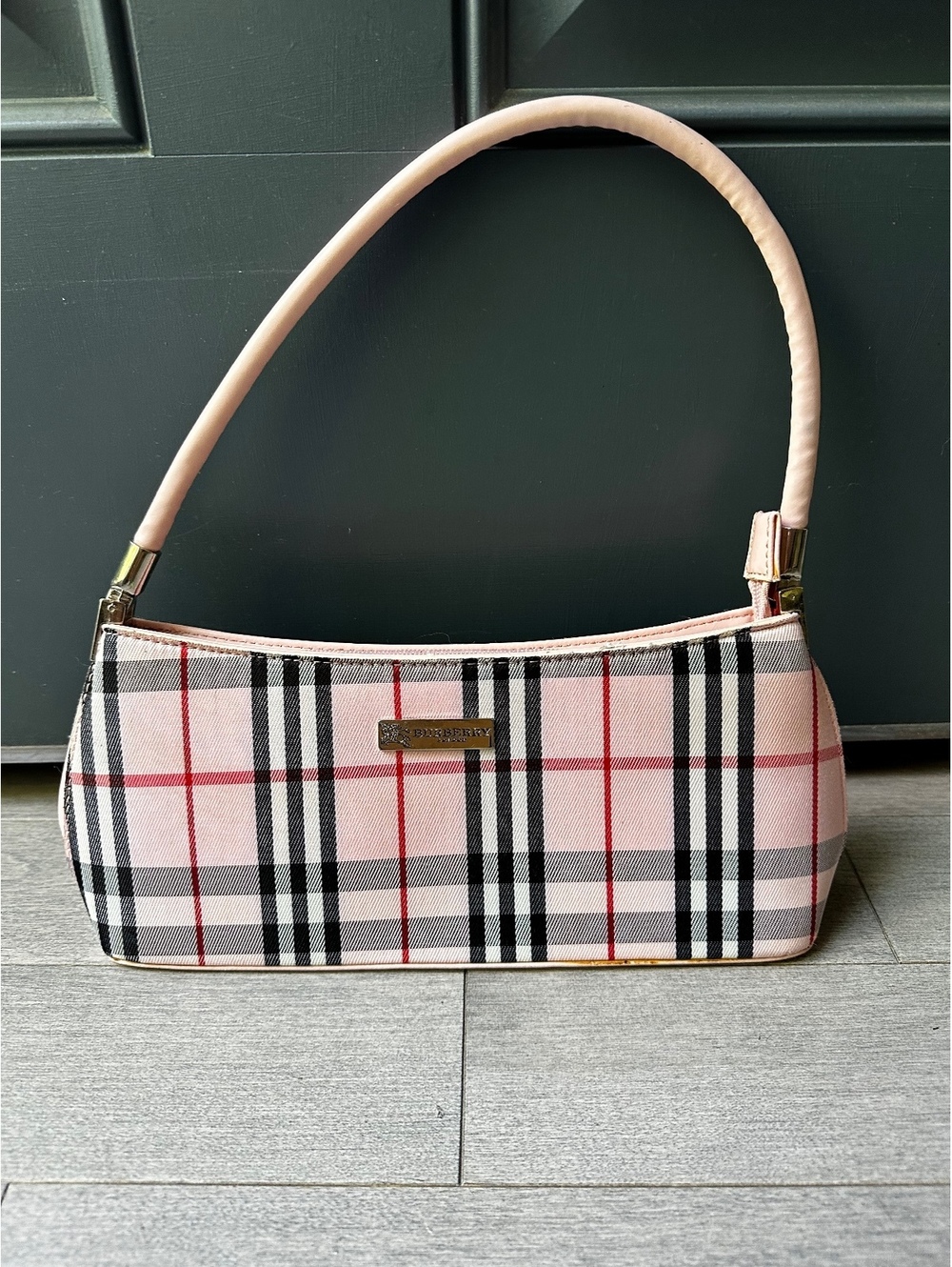 Women’s Burberry London Vintage Pink Checkered Plaid Shoulder Bag Purse